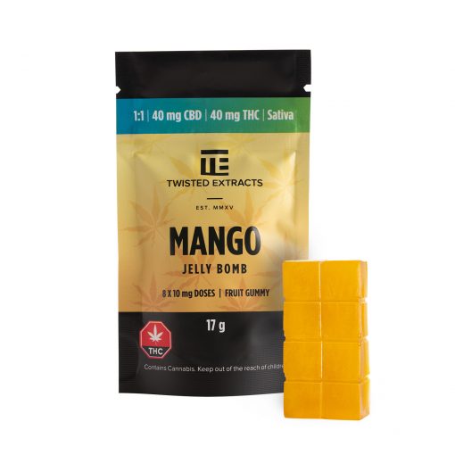 Twisted Extracts Mango 1:1 Jelly Bombs will help boost your mood, spark creativity, and unwind from the day.