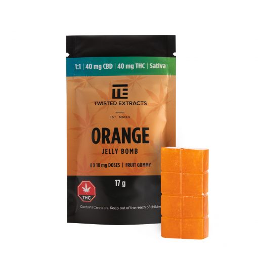 Twisted Extracts Orange 1:1 Jelly Bombs will help boost your mood, spark creativity, and unwind from the day.