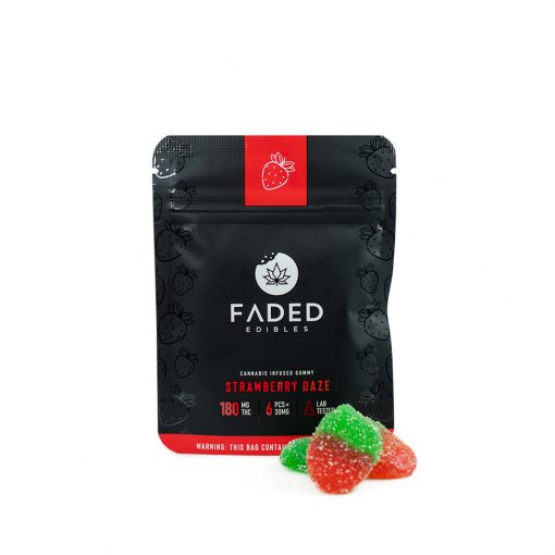 Each package of Strawberry Daze contain six pieces of Strawberry flavoured gummies.