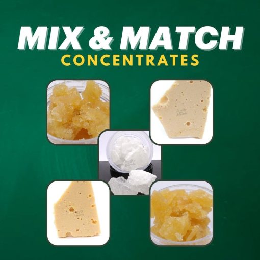 Mix and Match 7g of Concentrates (Live Resin, Budder, and Diamonds) and get 15% off! Select from our newest selection of live resin, budder and diamonds!